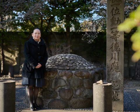 Yamagishi at the cemetery of Yoshinobu Tokugawa in Tokyo [Photo: Times UK]